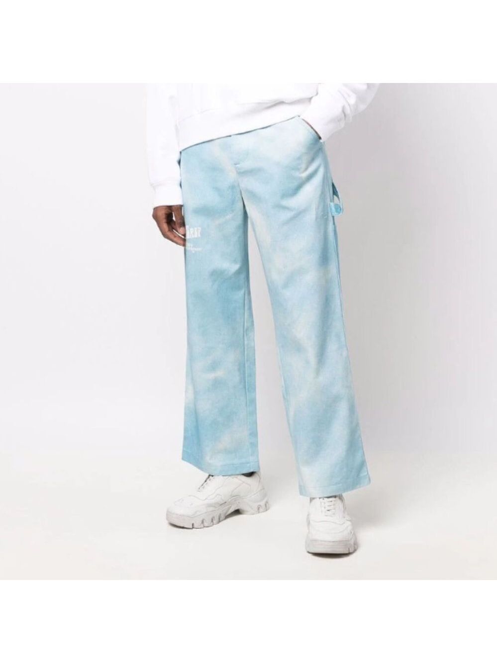 MSFTSrep acid-wash flared trousers
